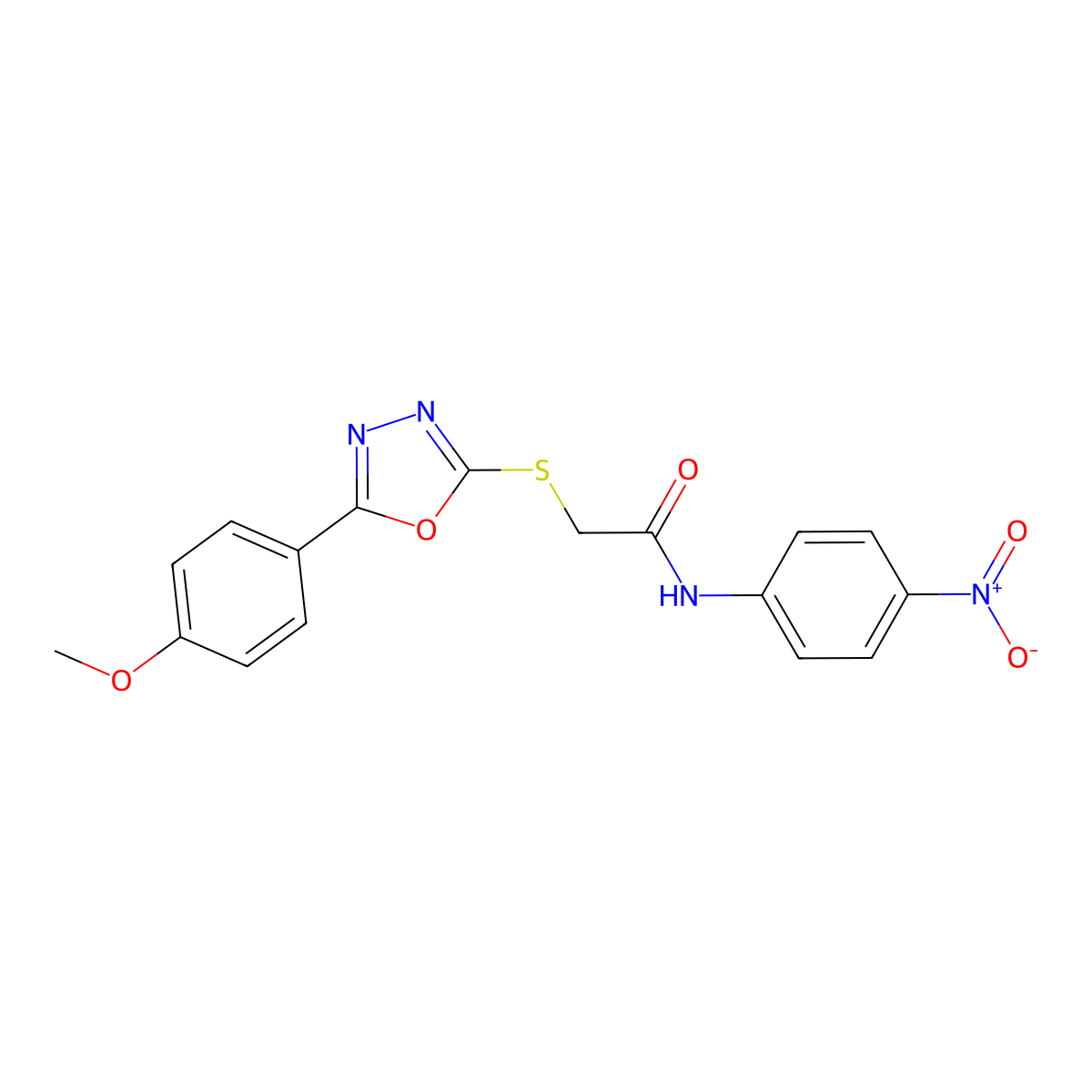 2-[[5-(4-methoxyphenyl)-1,3,4-oxadiazol-2-yl]sulfanyl]-N-(4-nitrophenyl)acetamide molecular structure, CAS 591763-29-0