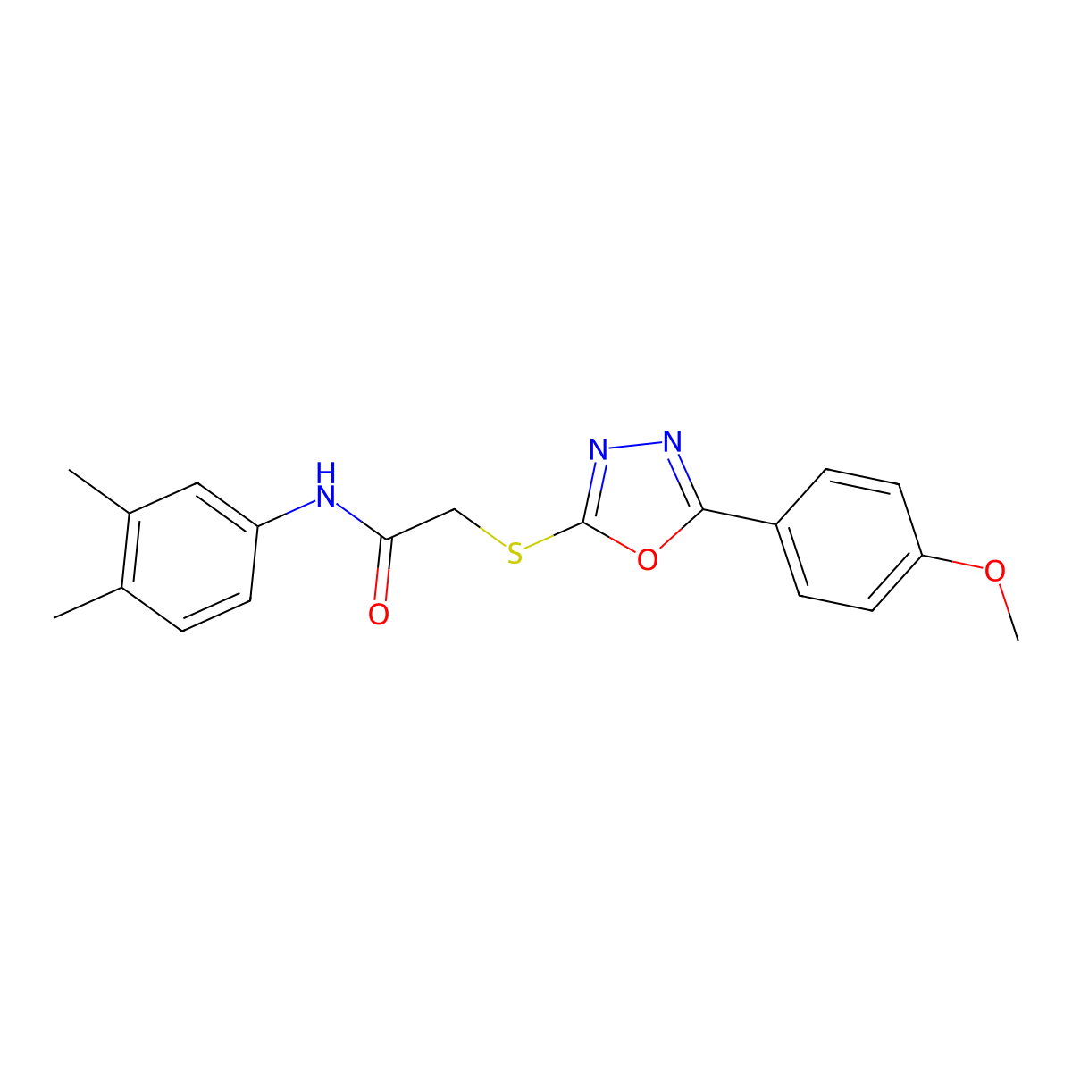N-(3,4-dimethylphenyl)-2-[[5-(4-methoxyphenyl)-1,3,4-oxadiazol-2-yl]sulfanyl]acetamide molecular structure, CAS 591763-31-4
