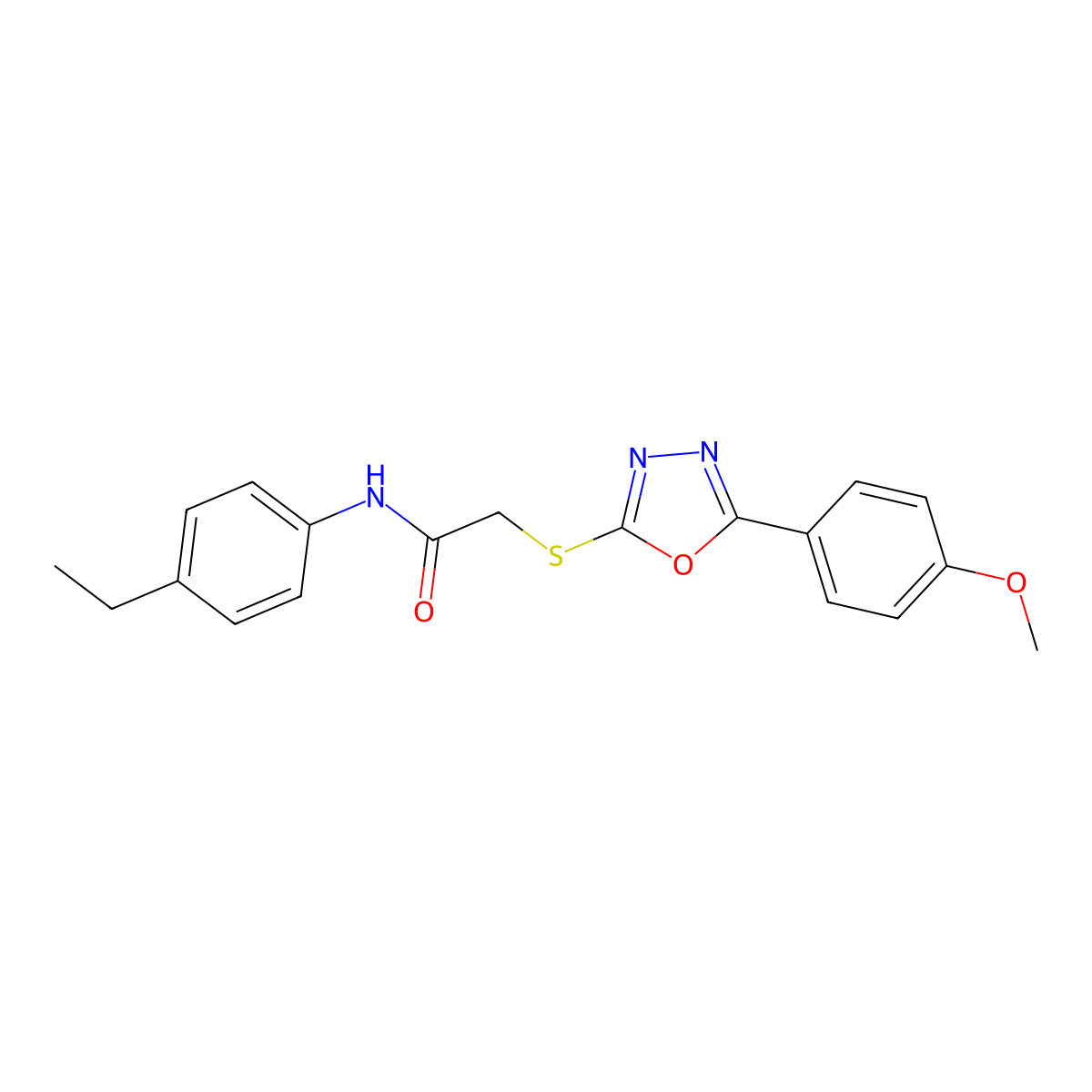 N-(4-ethylphenyl)-2-{[5-(4-methoxyphenyl)-1,3,4-oxadiazol-2-yl]sulfanyl}acetamide molecular structure, CAS 591763-36-9