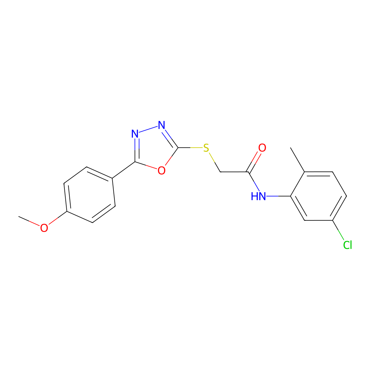 N-(5-chloro-2-methylphenyl)-2-{[5-(4-methoxyphenyl)-1,3,4-oxadiazol-2-yl]sulfanyl}acetamide molecular structure, CAS 591763-38-1
