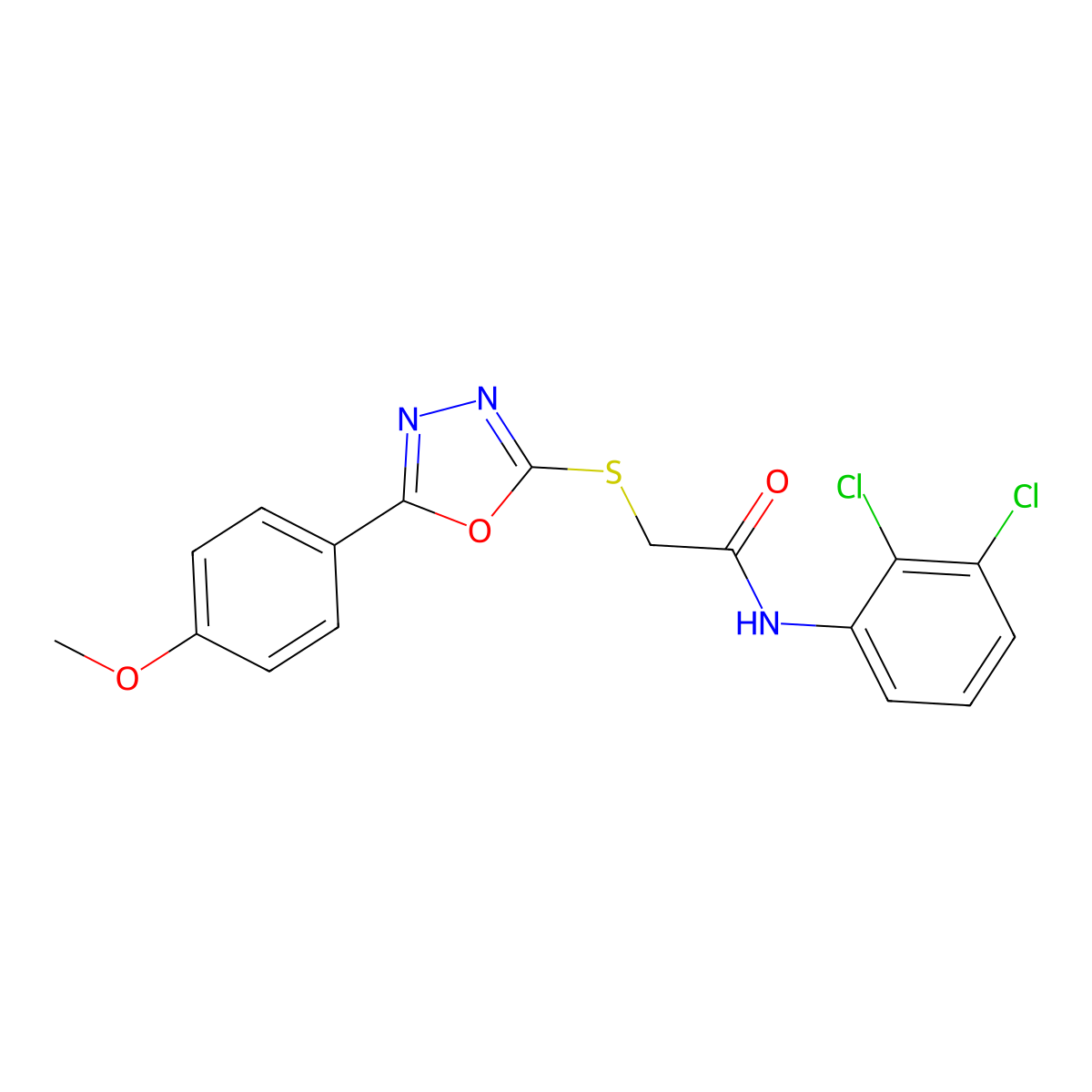 N-(2,3-dichlorophenyl)-2-[[5-(4-methoxyphenyl)-1,3,4-oxadiazol-2-yl]sulfanyl]acetamide molecular structure, CAS 591763-40-5