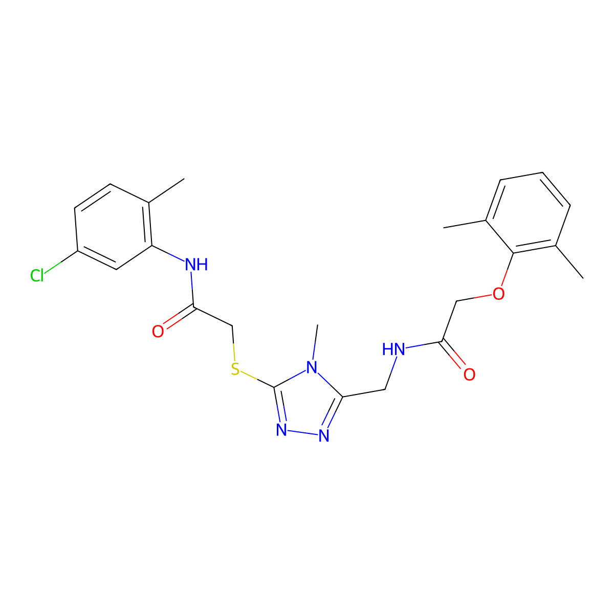 N-[[5-[2-(5-chloro-2-methylanilino)-2-oxoethyl]sulfanyl-4-methyl-1,2,4-triazol-3-yl]methyl]-2-(2,6-dimethylphenoxy)acetamide molecular structure, CAS 591764-93-1