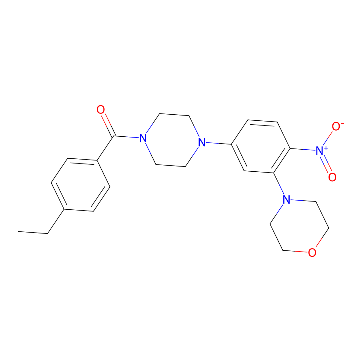 (4-Ethylphenyl)-[4-(3-morpholin-4-yl-4-nitrophenyl)piperazin-1-yl]methanone molecular structure, CAS 591765-33-2