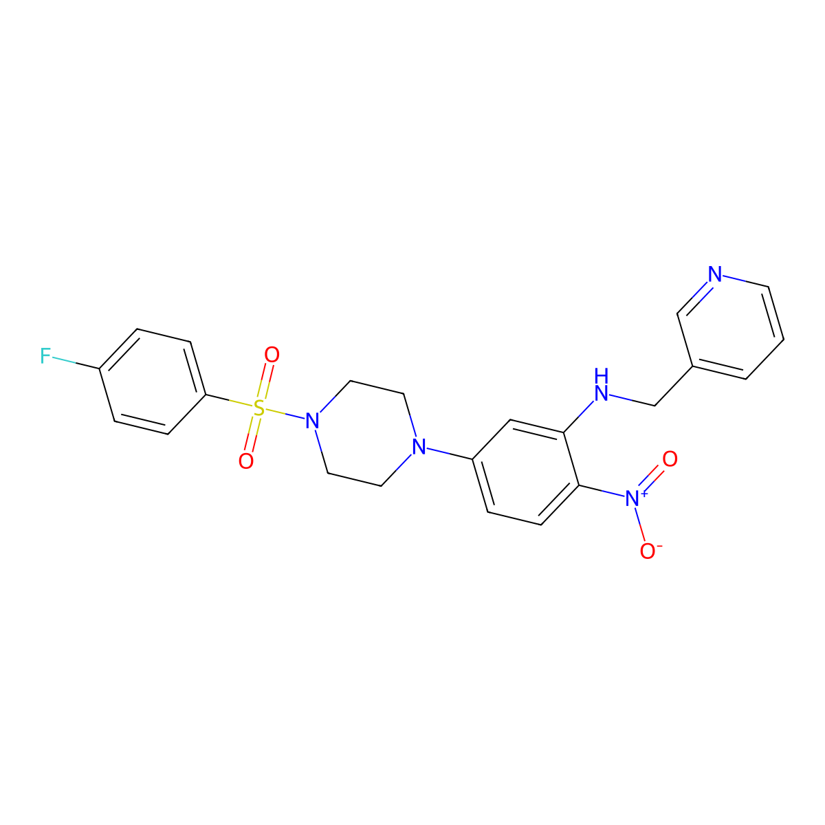 5-[4-(4-fluorophenyl)sulfonylpiperazin-1-yl]-2-nitro-N-(pyridin-3-ylmethyl)aniline molecular structure, CAS 591765-42-3