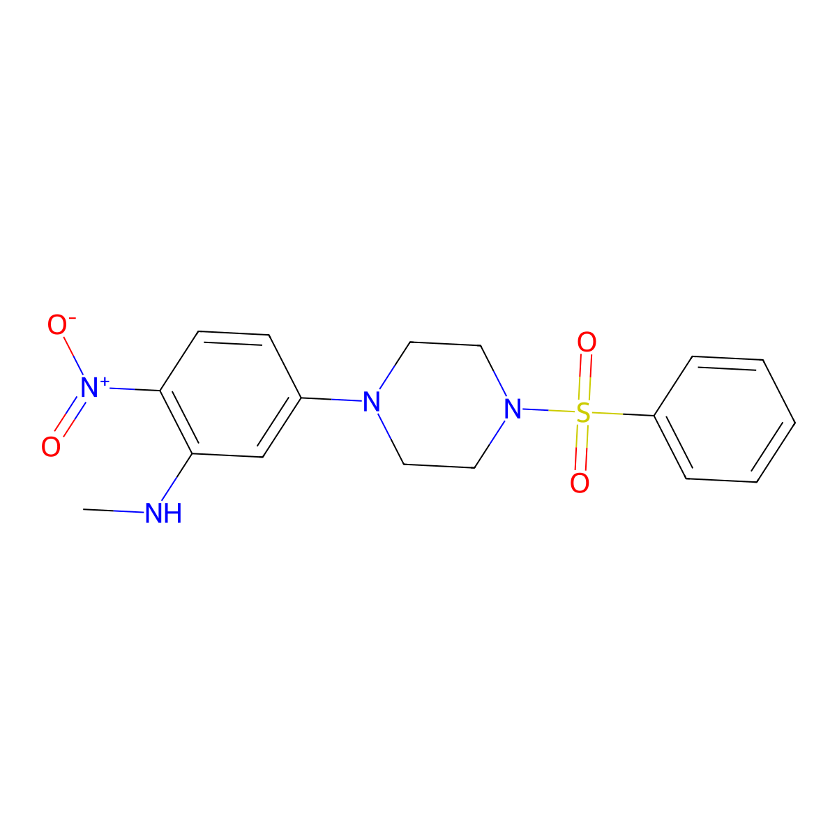 5-[4-(benzenesulfonyl)piperazin-1-yl]-N-methyl-2-nitroaniline molecular structure, CAS 591765-45-6