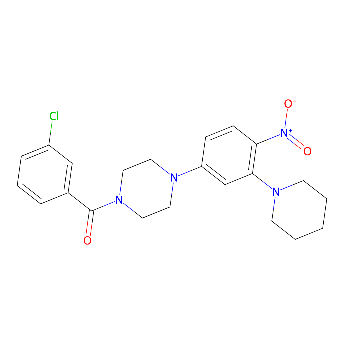 (3-Chlorophenyl)-[4-(4-nitro-3-piperidin-1-ylphenyl)piperazin-1-yl]methanone molecular structure, CAS 591765-48-9