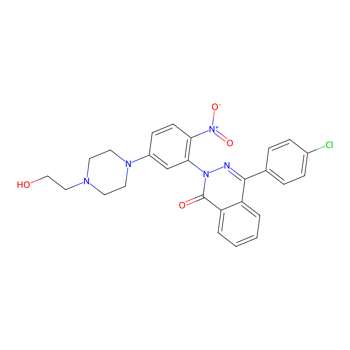 4-(4-Chlorophenyl)-2-[5-[4-(2-hydroxyethyl)piperazin-1-yl]-2-nitrophenyl]phthalazin-1-one molecular structure, CAS 591765-51-4