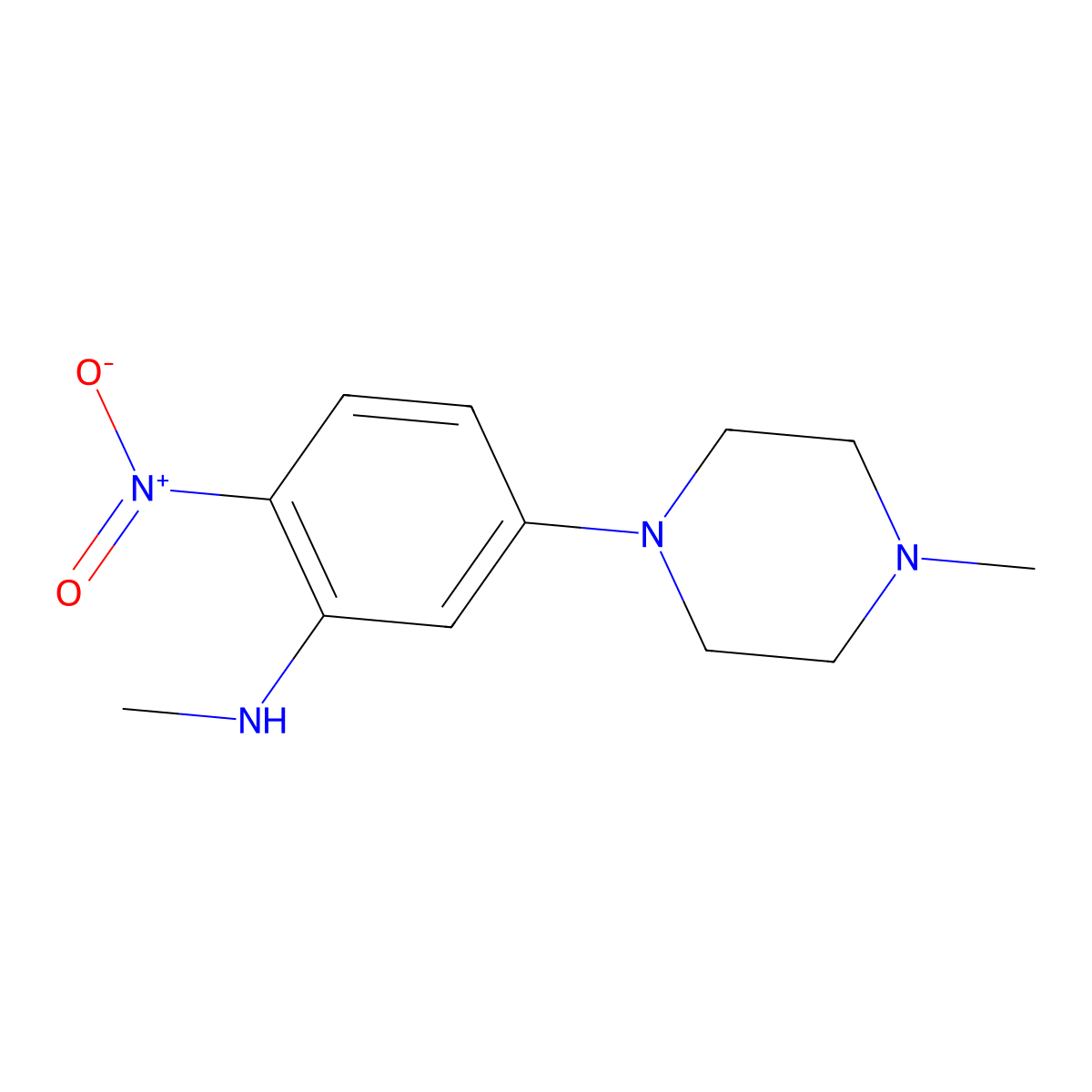 N-methyl-5-(4-methylpiperazin-1-yl)-2-nitroaniline molecular structure, CAS 591765-54-7