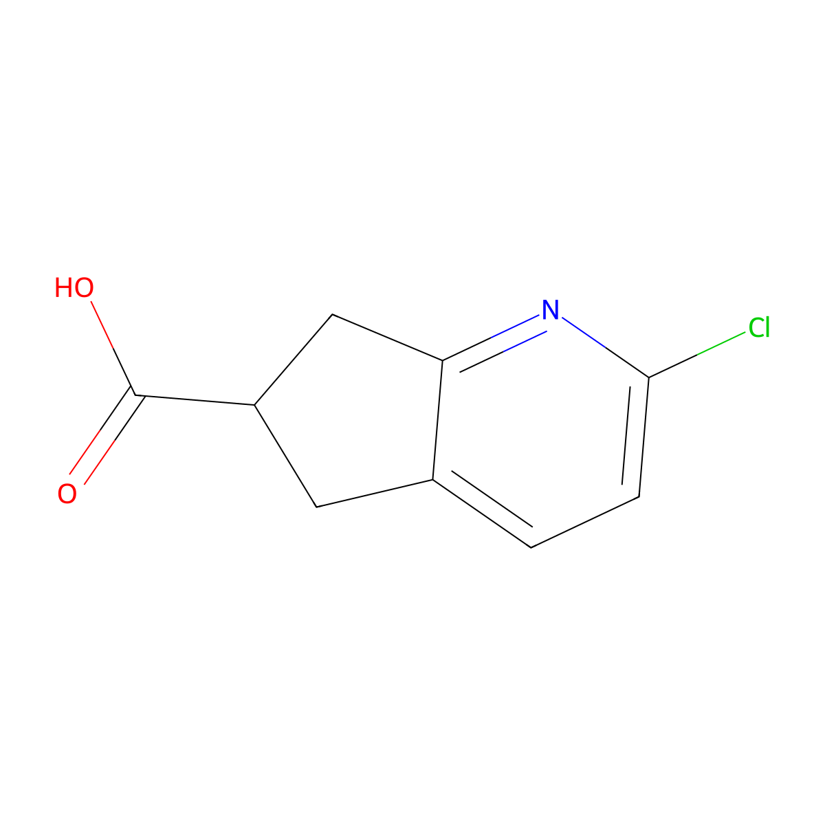 2-chloro-6,7-dihydro-5H-cyclopenta[b]pyridine-6-carboxylic acid molecular structure, CAS 591768-79-5