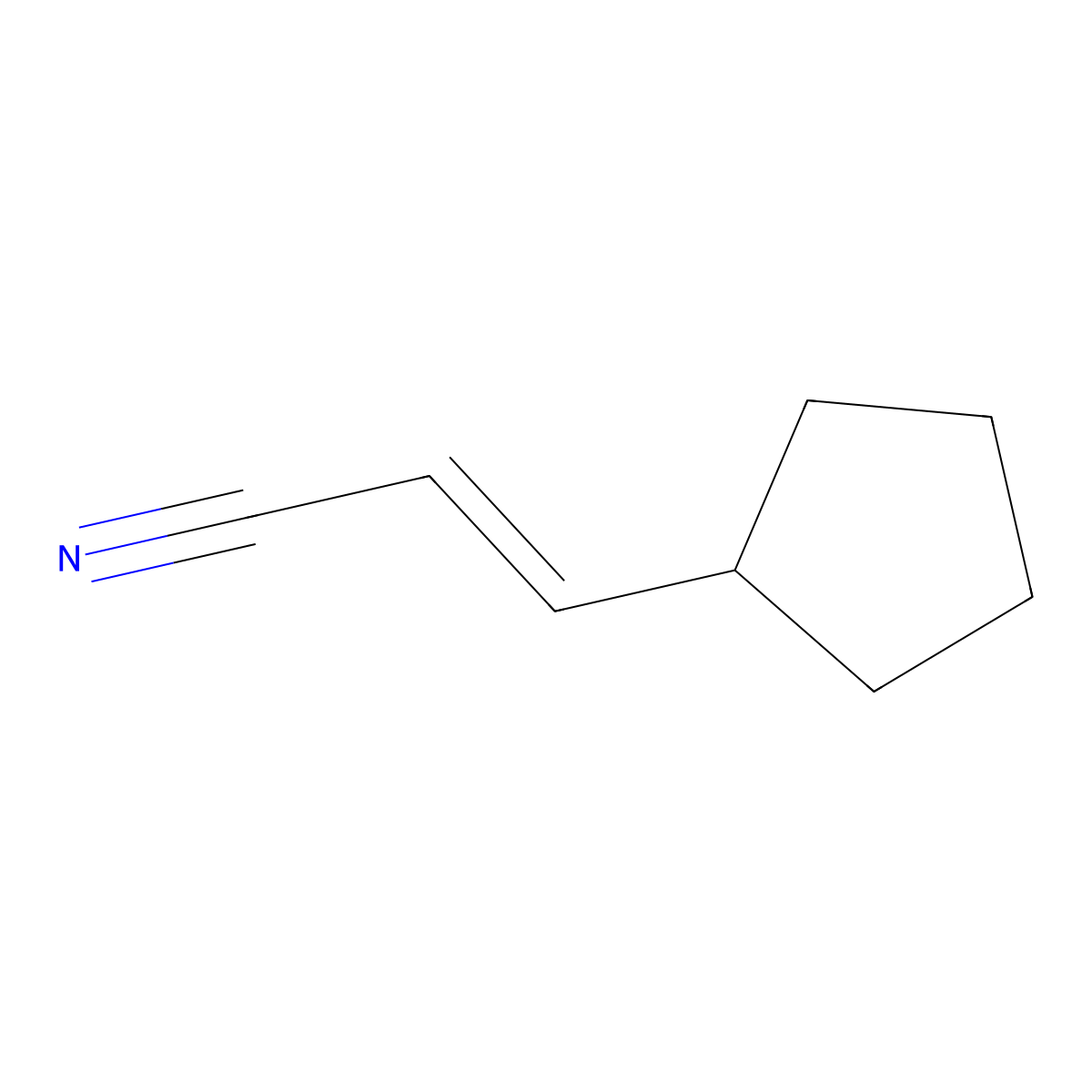 (2E)-3-Cyclopentylprop-2-enenitrile molecular structure, CAS 591769-05-0