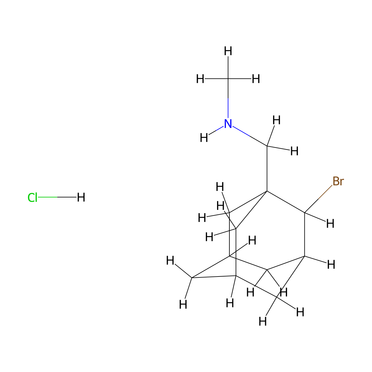 1-(2-Bromoadamantan-1-yl)-N-methylmethanamine--hydrogen chloride (1/1) molecular structure, CAS 59177-85-4