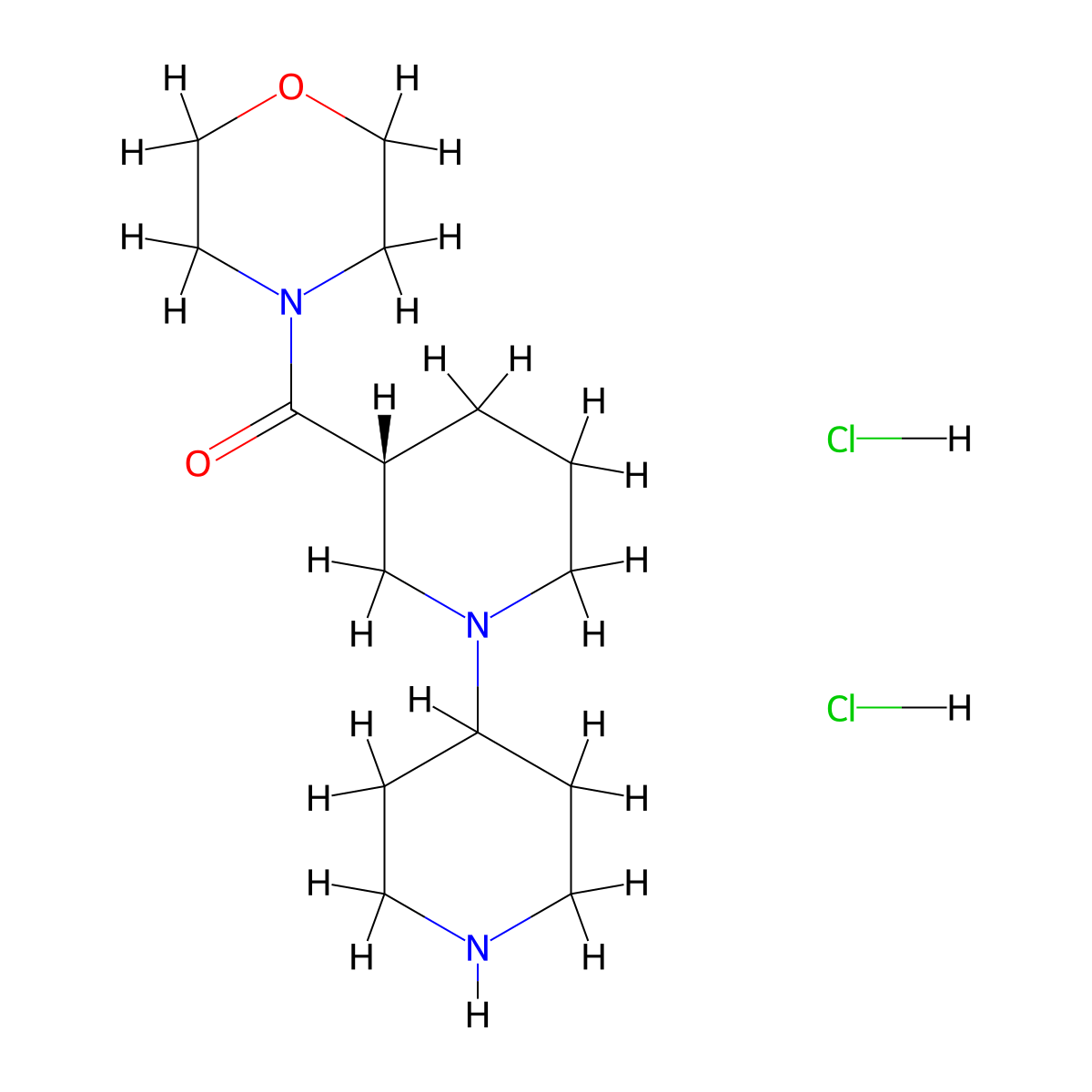 (3R)-3-(morpholine-4-carbonyl)-1,4'-bipiperidine dihydrochloride molecular structure, CAS 591778-72-2
