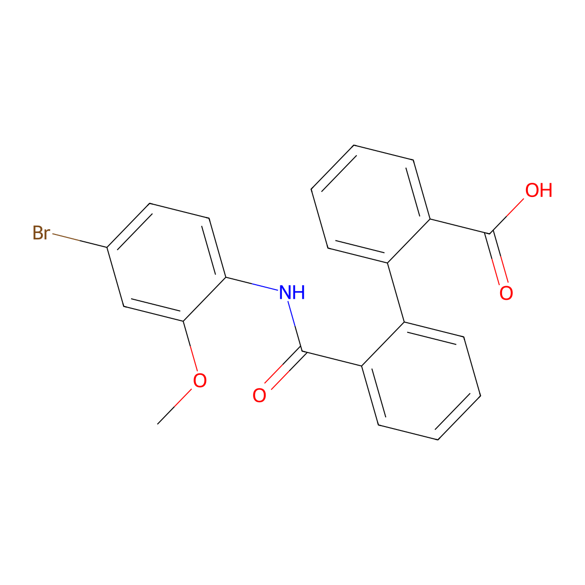 2-[2-[(4-Bromo-2-methoxyphenyl)carbamoyl]phenyl]benzoic acid molecular structure, CAS 5918-12-7