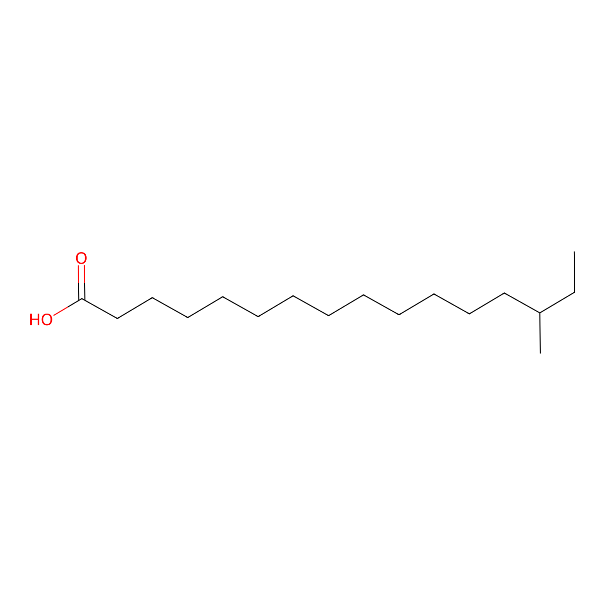 Anteisoheptadecanoic acid molecular structure, CAS 5918-29-6