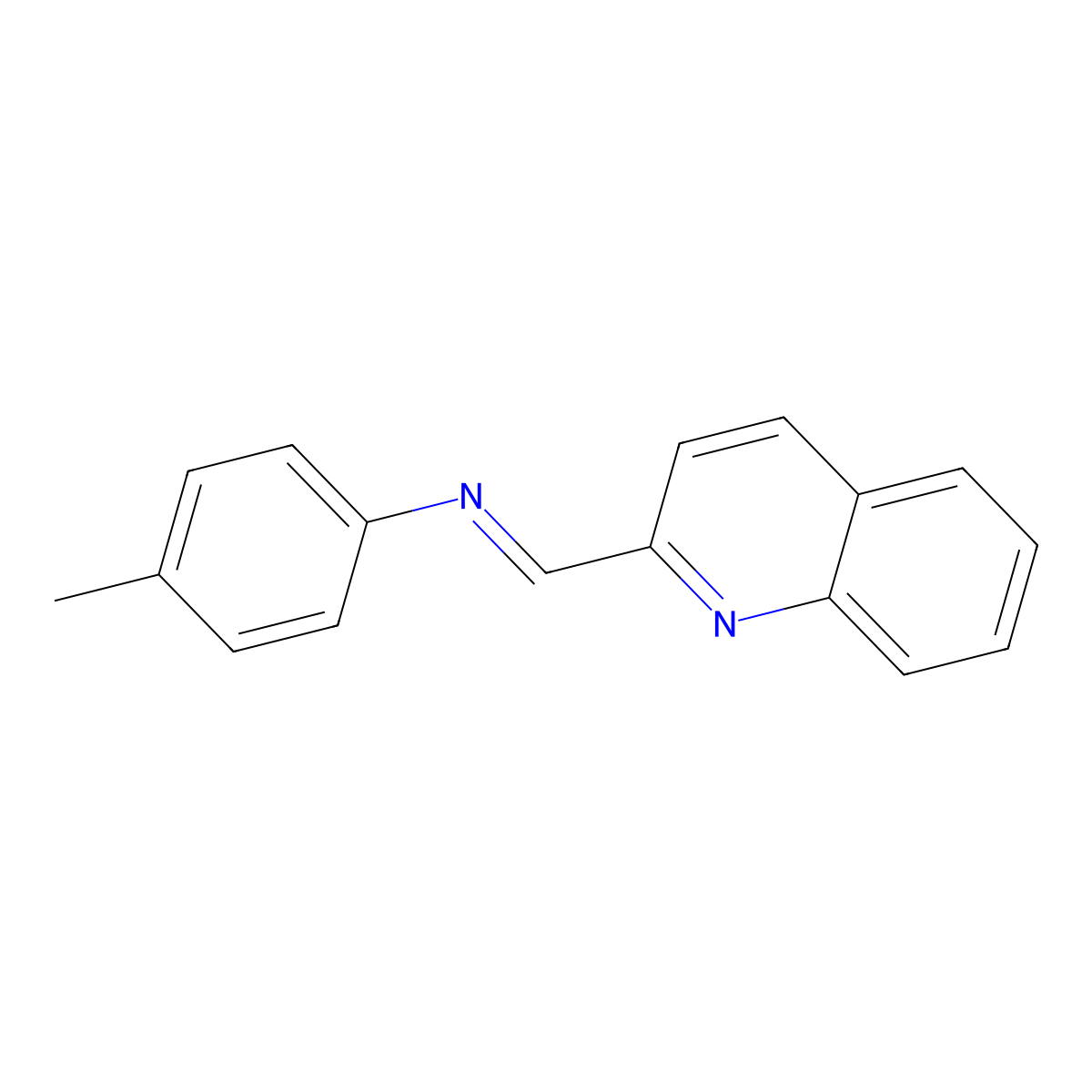 Benzenamine, 4-methyl-N-(2-quinolinylmethylene)- molecular structure, CAS 5918-79-6