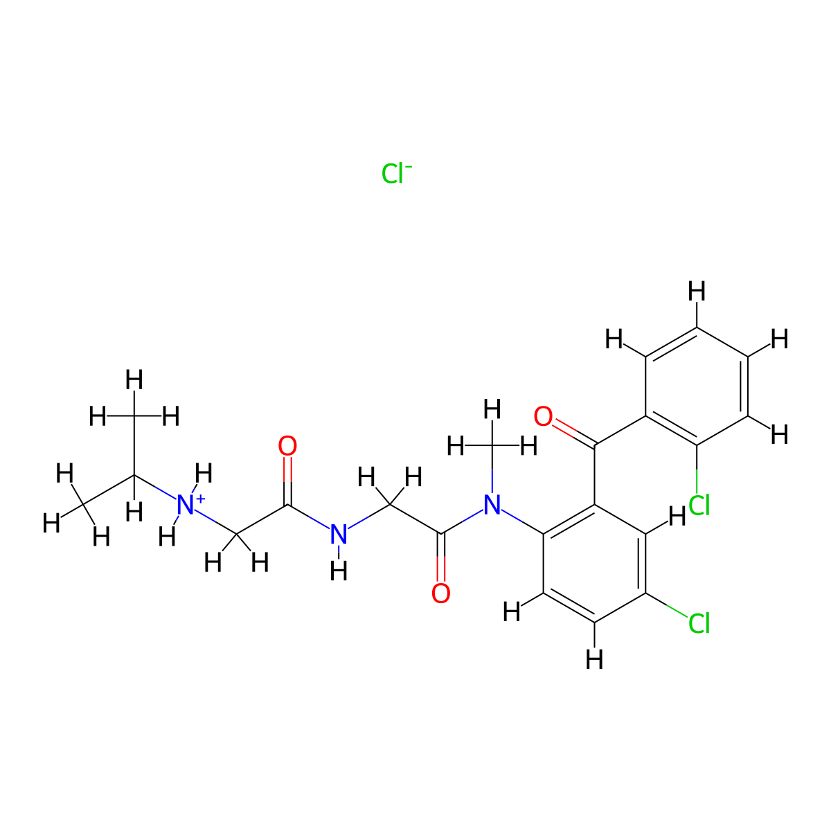Acetanilide, 4'-chloro-2'-(o-chlorobenzoyl)-2-(2-(isopropylamino)acetamido)-N-methyl-, hydrochloride molecular structure, CAS 59180-53-9