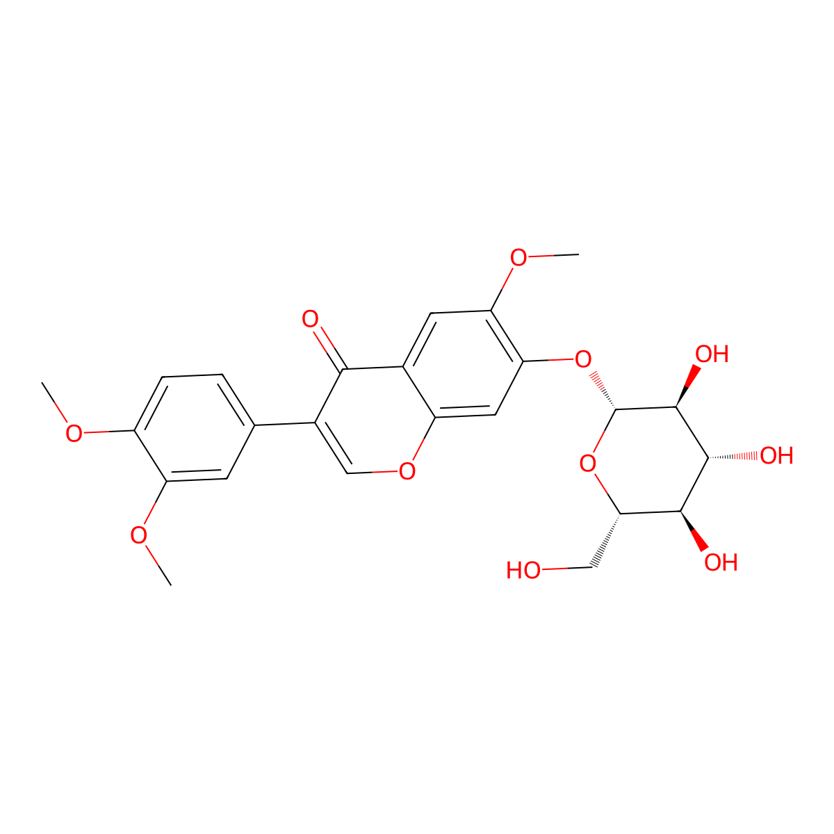 3-(3,4-dimethoxyphenyl)-6-methoxy-7-[(2R,3S,4R,5R,6S)-3,4,5-trihydroxy-6-(hydroxymethyl)oxan-2-yl]oxychromen-4-one molecular structure, CAS 59183-50-5