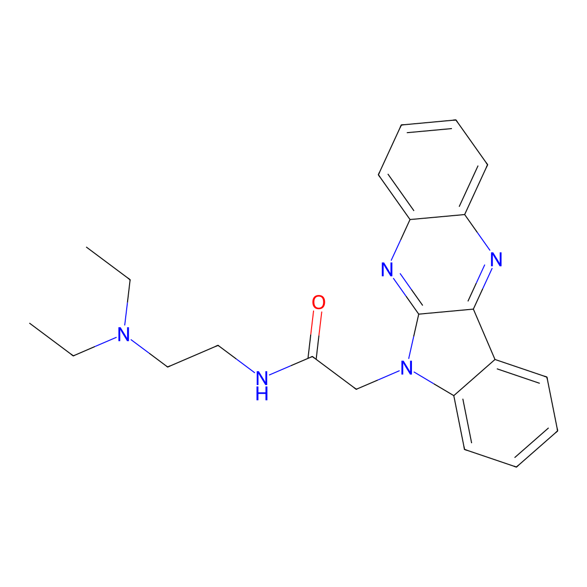 N-[2-(diethylamino)ethyl]-2-(6H-indolo[2,3-b]quinoxalin-6-yl)acetamide molecular structure, CAS 59184-56-4