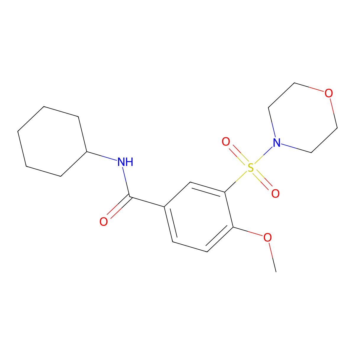 N-cyclohexyl-4-methoxy-3-morpholin-4-ylsulfonylbenzamide molecular structure, CAS 5919-40-4