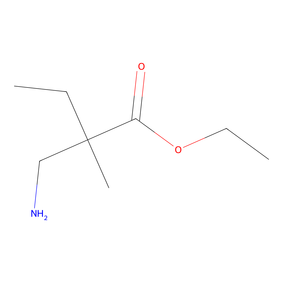 Ethyl 2-(aminomethyl)-2-methylbutanoate molecular structure, CAS 59193-78-1