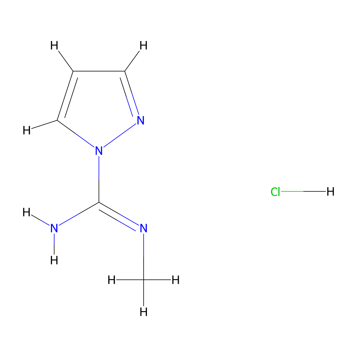N-methyl-1H-pyrazole-1-carboximidamide hydrochloride molecular structure, CAS 59194-35-3