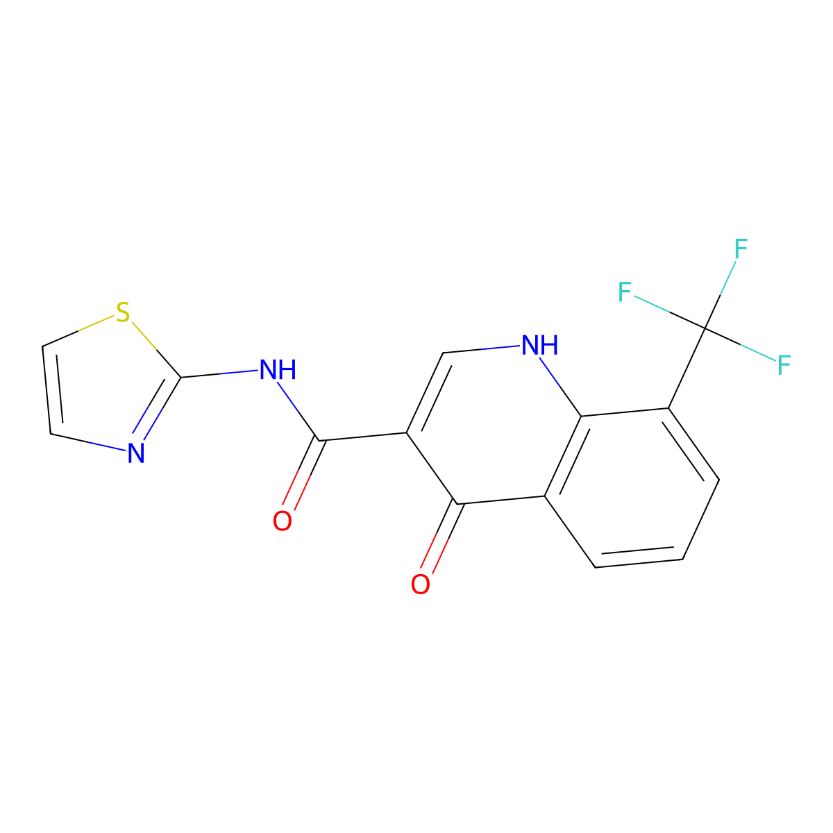 4-Oxo-N-(1,3-thiazol-2-yl)-8-(trifluoromethyl)-1,4-dihydroquinoline-3-carboxamide molecular structure, CAS 59197-86-3