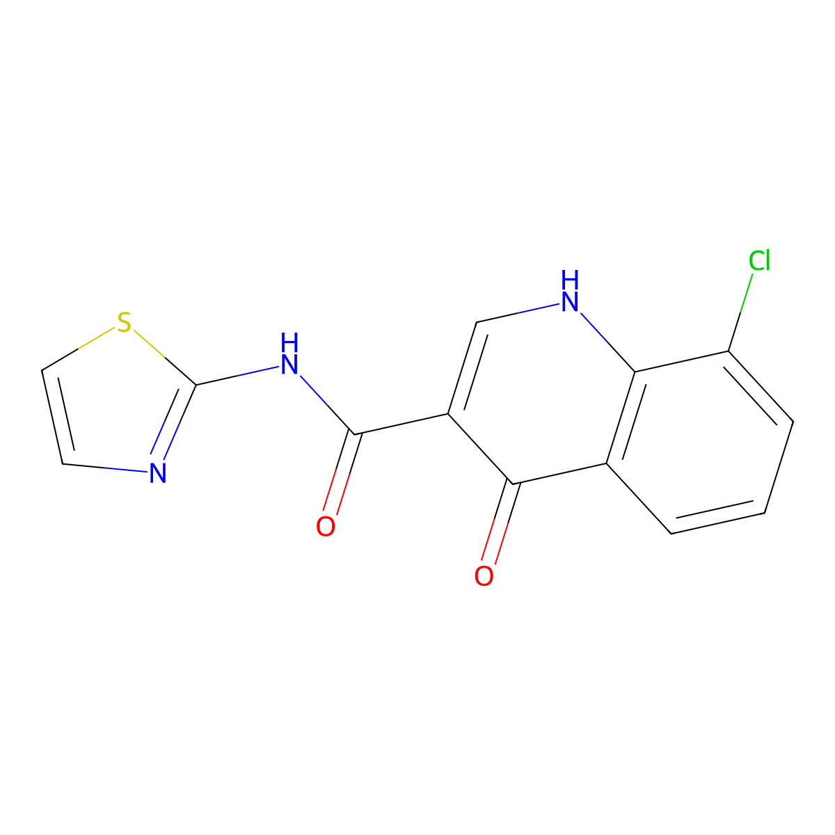 8-chloro-4-hydroxy-N-(1,3-thiazol-2-yl)quinoline-3-carboxamide molecular structure, CAS 59197-89-6