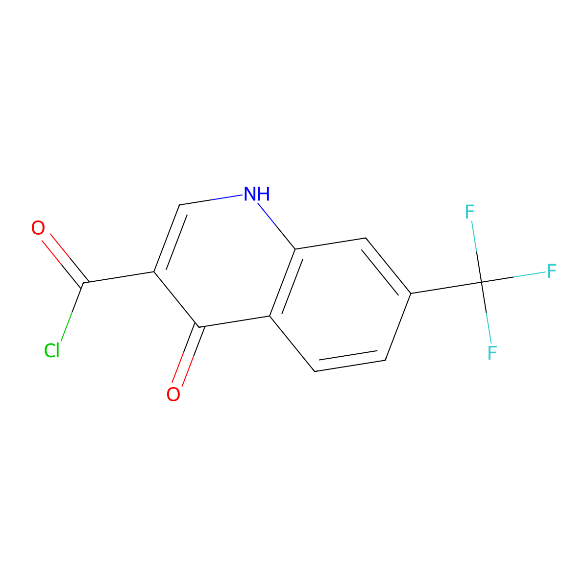 4-Hydroxy-7-(trifluoromethyl)quinoline-3-carbonyl chloride molecular structure, CAS 59197-90-9