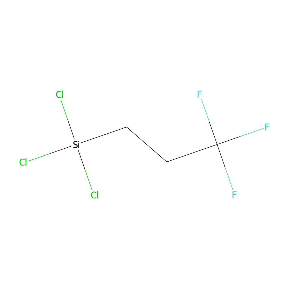 3,3,3-Trifluoropropyltrichlorosilane molecular structure, CAS 592-09-6