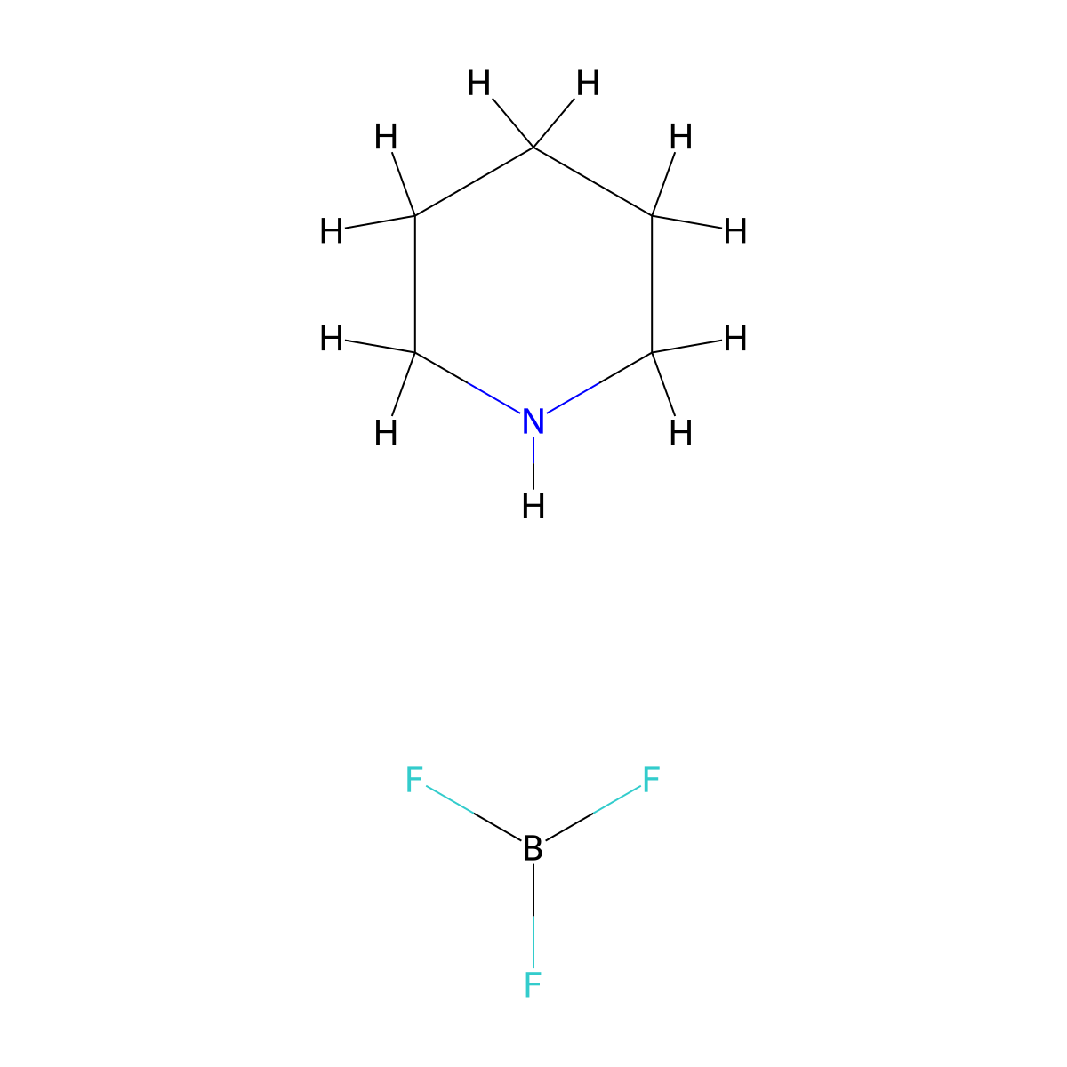 Boron, trifluoro(piperidine)-, (T-4)- molecular structure, CAS 592-39-2