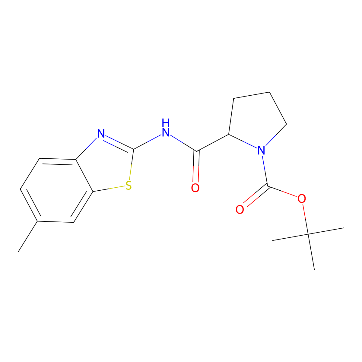 Tert-butyl 2-[(6-methyl-1,3-benzothiazol-2-yl)carbamoyl]pyrrolidine-1-carboxylate molecular structure, CAS 5920-21-8