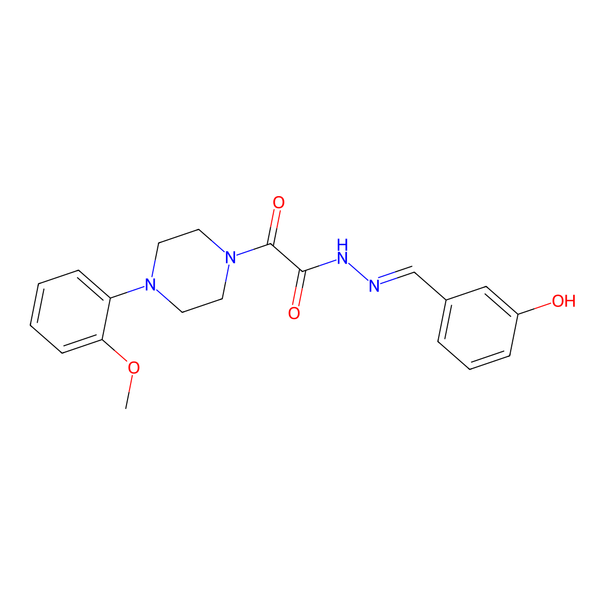 N'-[(3-Hydroxyphenyl)methylidene]-2-[4-(2-methoxyphenyl)piperazin-1-yl]-2-oxoacetohydrazide molecular structure, CAS 5921-09-5