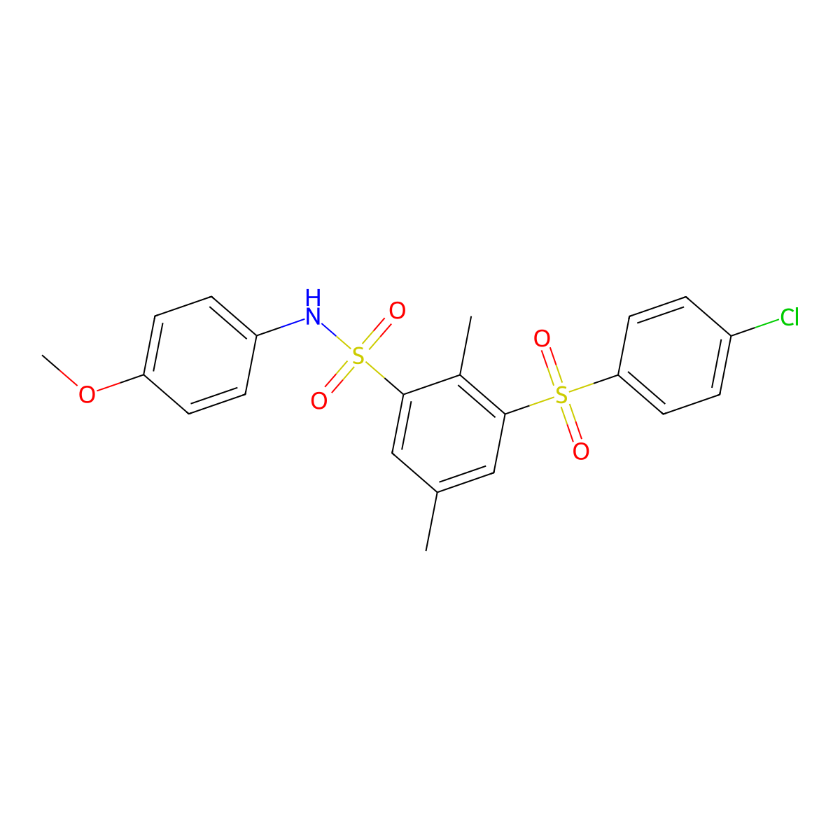 3-(4-chlorophenyl)sulfonyl-N-(4-methoxyphenyl)-2,5-dimethylbenzenesulfonamide molecular structure, CAS 5921-93-7