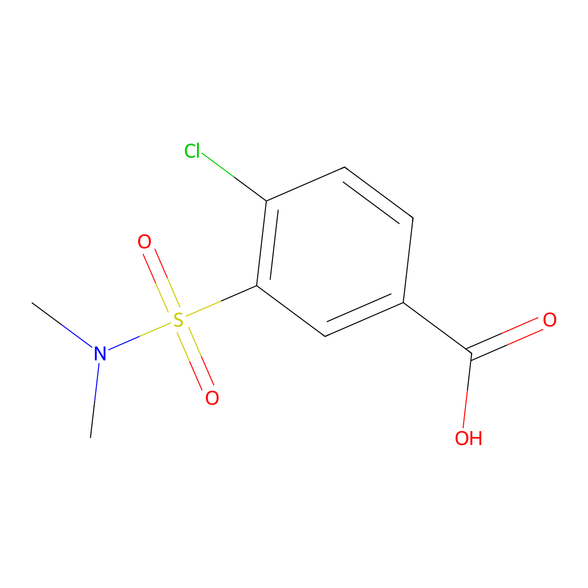 4-Chloro-3-(dimethylsulfamoyl)benzoic acid molecular structure, CAS 59210-61-6