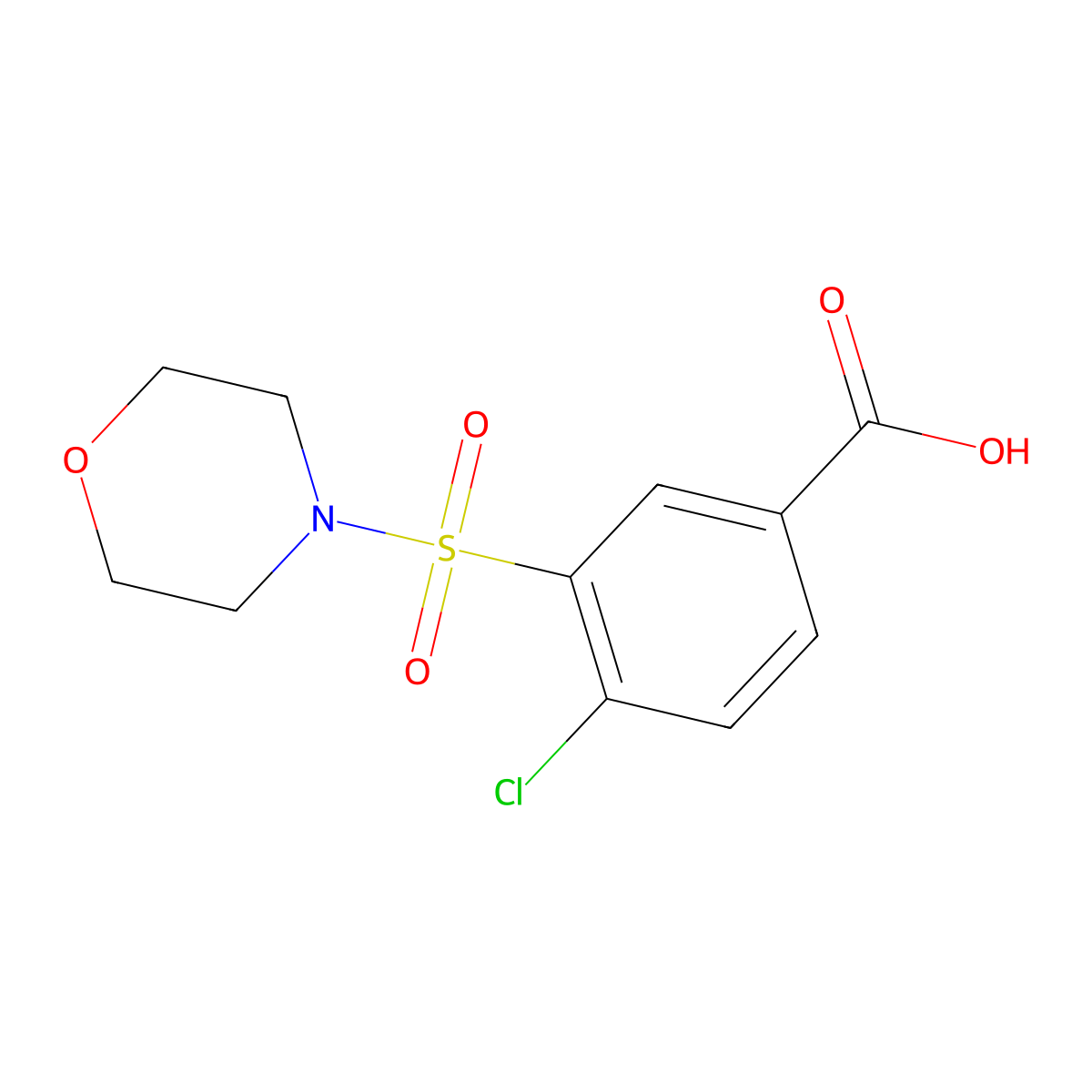 4-Chloro-3-(morpholine-4-sulfonyl)benzoic acid molecular structure, CAS 59210-65-0