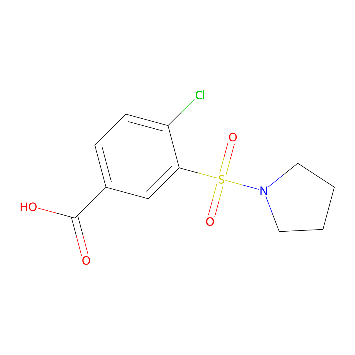 4-Chloro-3-(pyrrolidine-1-sulfonyl)benzoic acid molecular structure, CAS 59210-73-0
