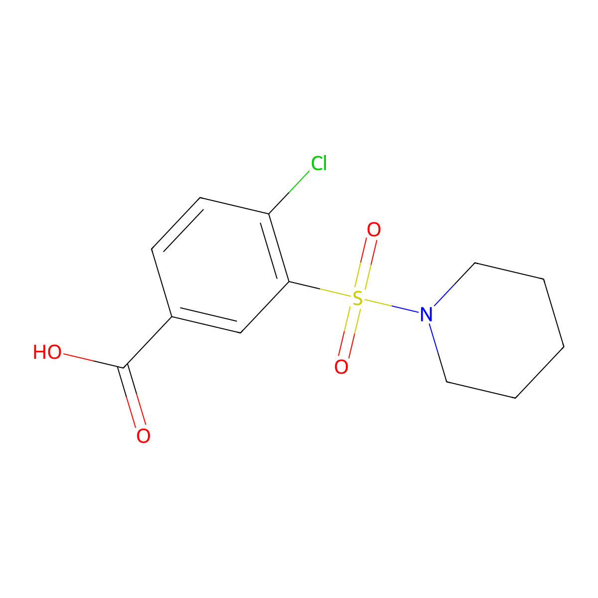 4-Chloro-3-(piperidine-1-sulfonyl)-benzoic acid molecular structure, CAS 59210-74-1