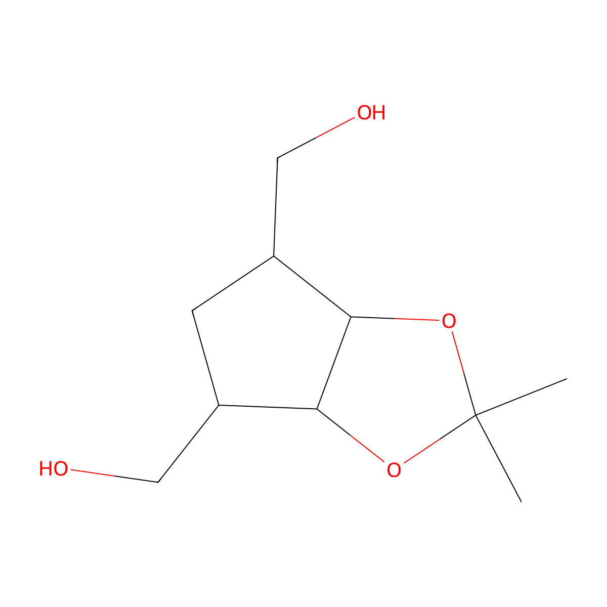 [rel-(3aS,4S,6R,6aR)-4-(hydroxymethyl)-2,2-dimethyl-4,5,6,6a-tetrahydro-3aH-cyclopenta[d][1,3]dioxol-6-yl]methanol molecular structure, CAS 59210-93-4