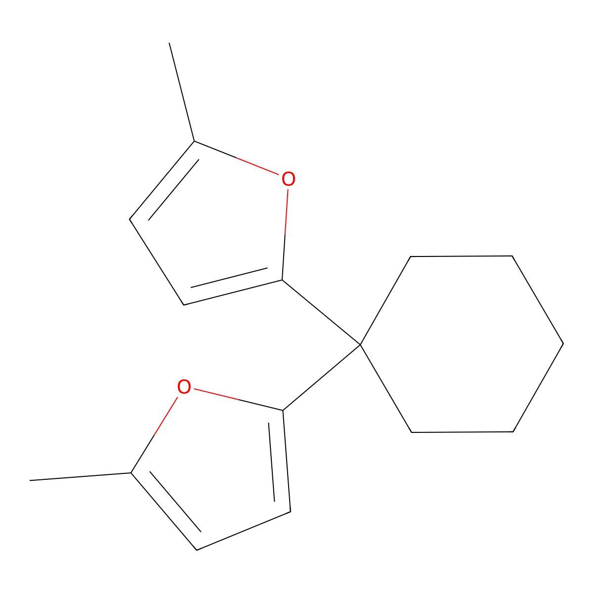 2-Methyl-5-[1-(5-methyl-2-furyl)cyclohexyl]furan molecular structure, CAS 59212-76-9
