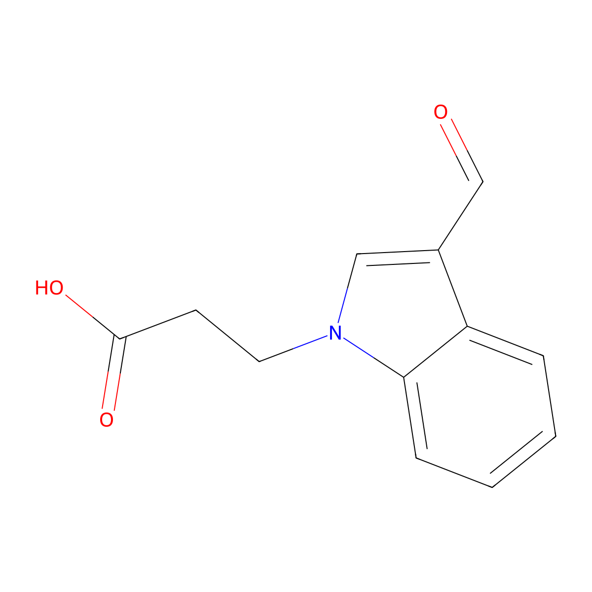 3-(3-formyl-1H-indol-1-yl)propanoic acid molecular structure, CAS 59213-02-4