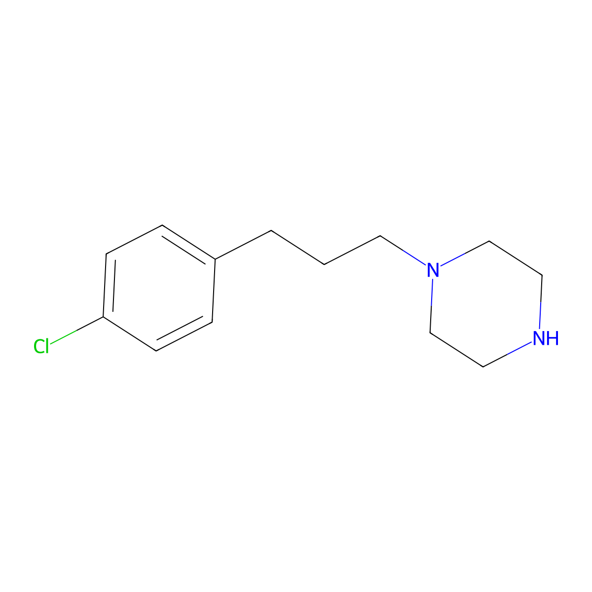 1-(3-(4-Chlorophenyl)propyl)piperazine molecular structure, CAS 59214-26-5