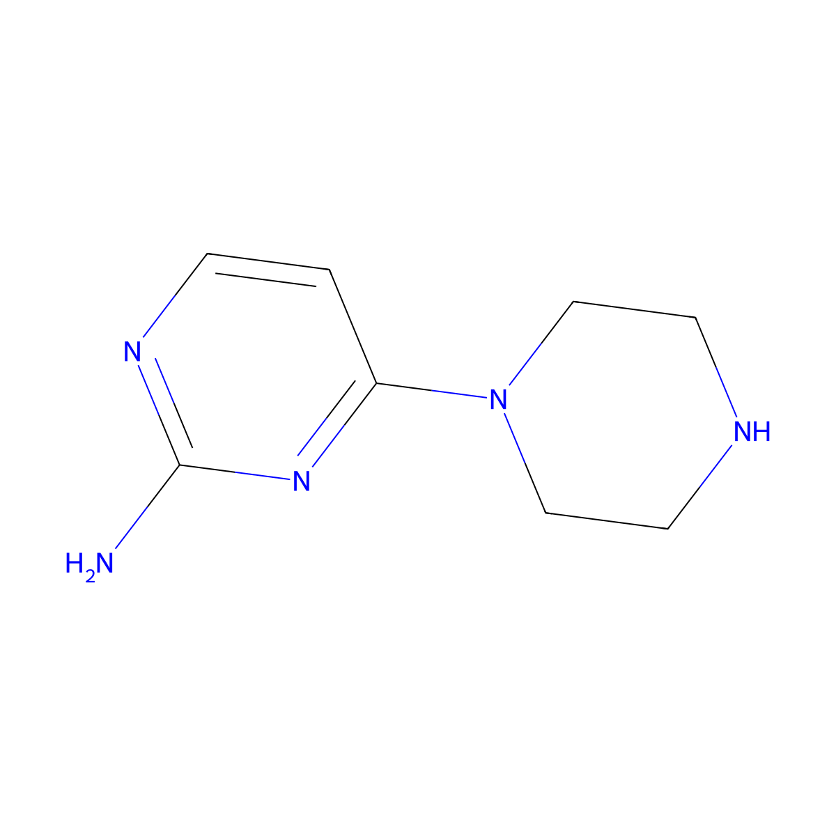 4-(Piperazin-1-yl)pyrimidin-2-amine molecular structure, CAS 59215-38-2
