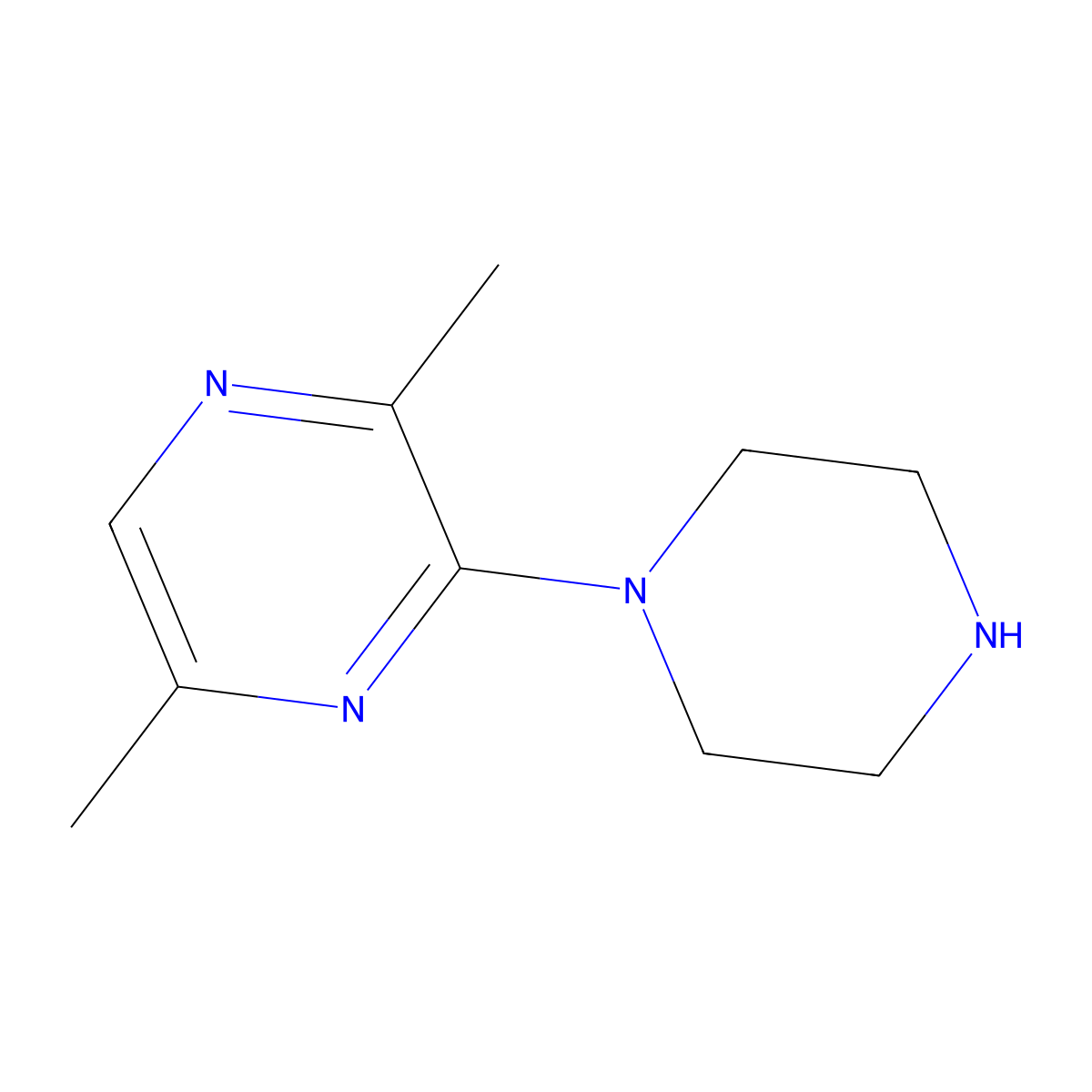 2,5-Dimethyl-3-piperazin-1-ylpyrazine molecular structure, CAS 59215-42-8