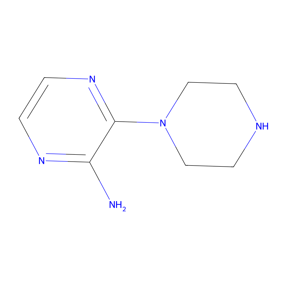 2-Amino-3-piperazin-1-ylpyrazine molecular structure, CAS 59215-43-9