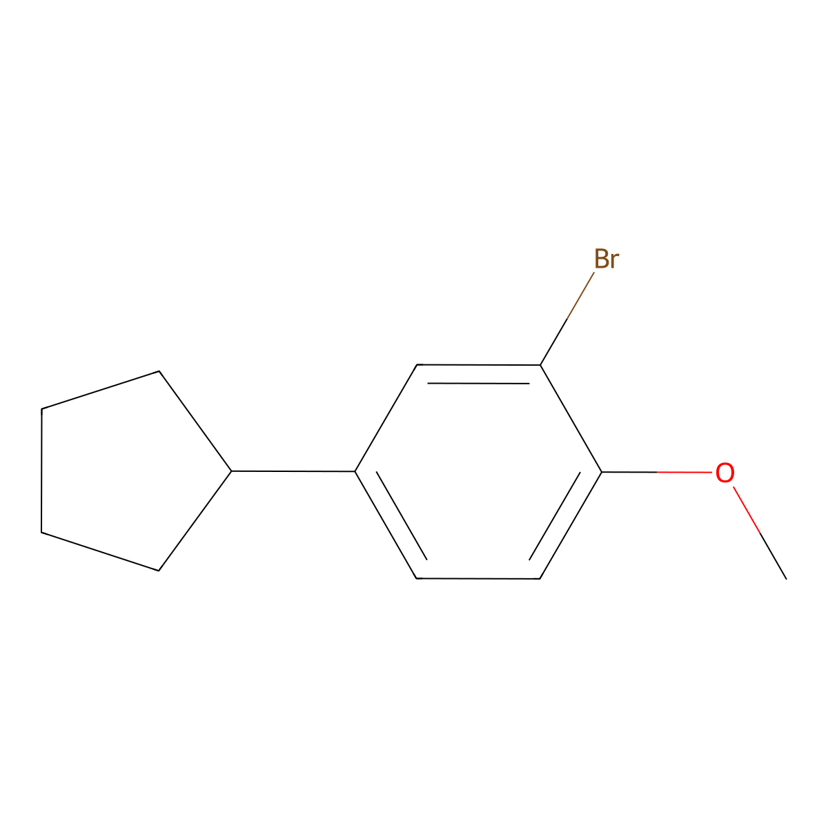 2-Bromo-4-cyclopentyl-1-methoxybenzene molecular structure, CAS 59216-79-4