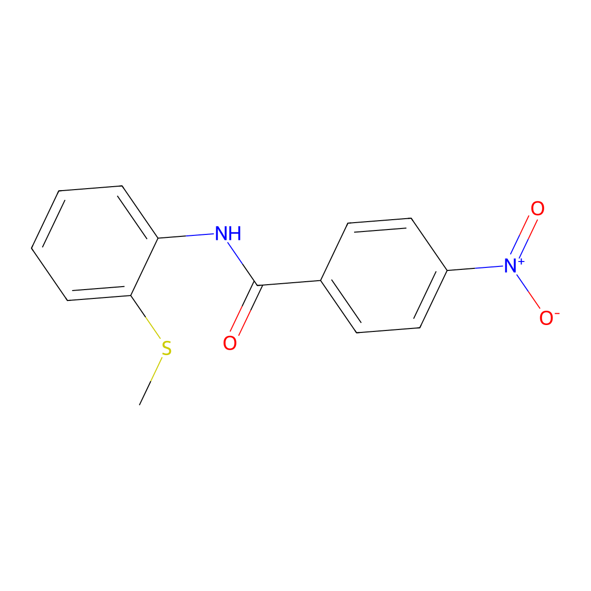 N-(2-Methylsulfanylphenyl)-4-nitro-benzamide molecular structure, CAS 5922-42-9