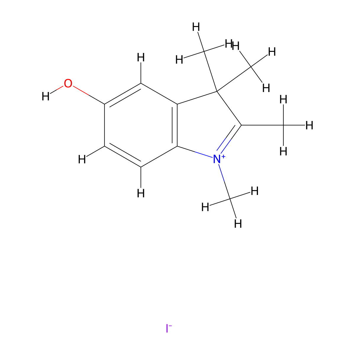 5-Hydroxy-1,2,3,3-tetramethyl-3H-indol-1-ium iodide molecular structure, CAS 59223-23-3