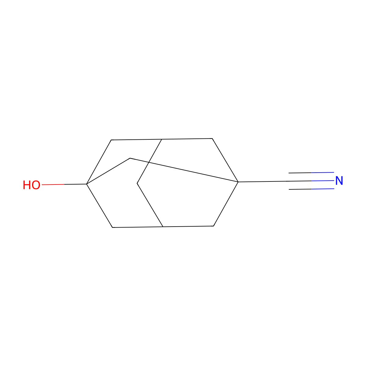 3-Hydroxyadamantane-1-carbonitrile molecular structure, CAS 59223-70-0