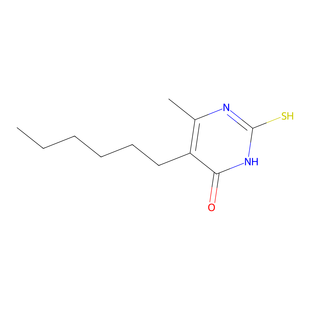 5-hexyl-2-mercapto-6-methylpyrimidin-4(3H)-one molecular structure, CAS 59224-06-5