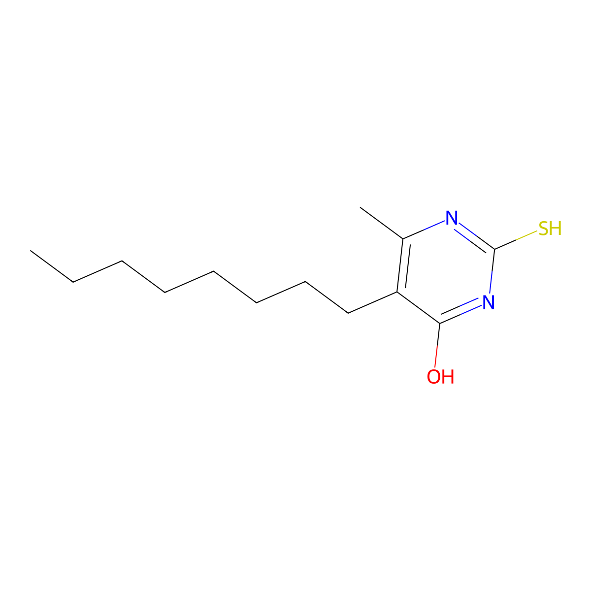 2-Mercapto-6-methyl-5-octyl-4-pyrimidinol molecular structure, CAS 59224-18-9